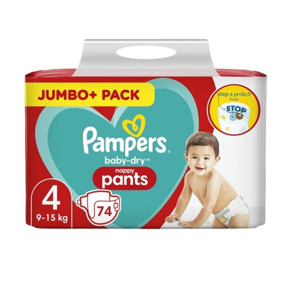 Подгузники Pampers Baby Dry Nappy Pants 74 шт Размер 4