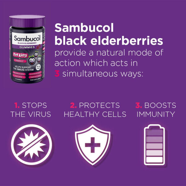 Витамины Sambucol Black Elderberry Kids Gummies 30 мягких желе