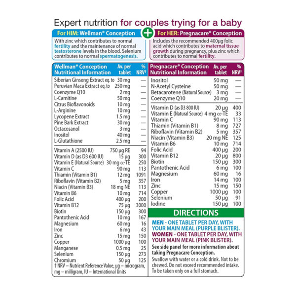 Витамины Vitabiotics Pregnacare Him&Her Conception 60 таблеток