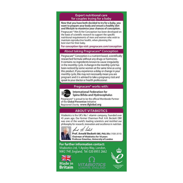 Витамины Vitabiotics Pregnacare Him&Her Conception 60 таблеток