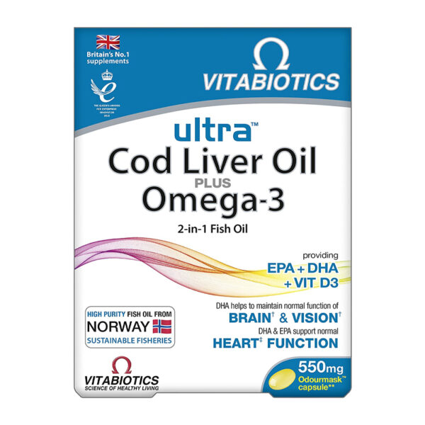 Витамины Vitabiotics Ultra Cod Liver Oil 60 капсул