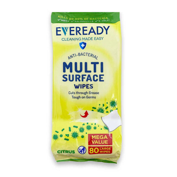 Салфетки для уборки Eveready Anti Bacterial Multi Surface Citrus Wipes 80 шт