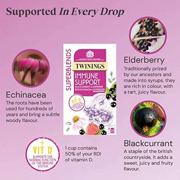 Чай Twinings Superblends Immune support Blackcurrant & Raspberry