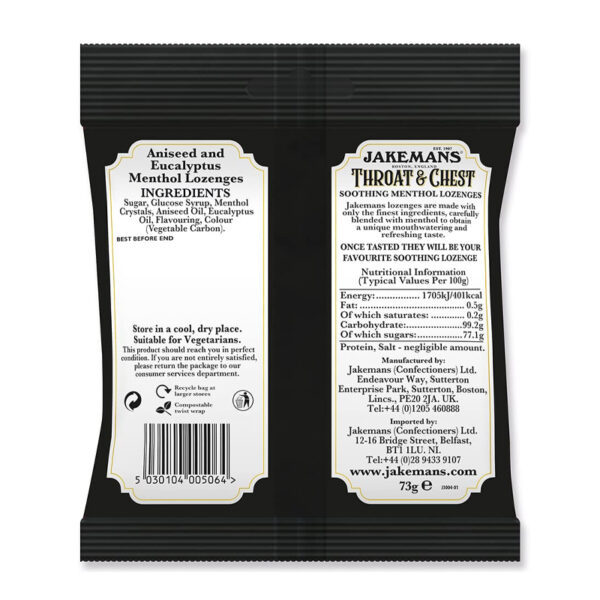 Jakemans Throat & Chest Soothing Menthol Lozenges