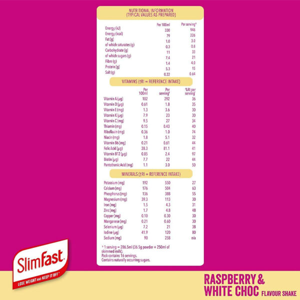 Коктейль для похудения Slimfast Meal Shake Raspberry & White Choc 584g