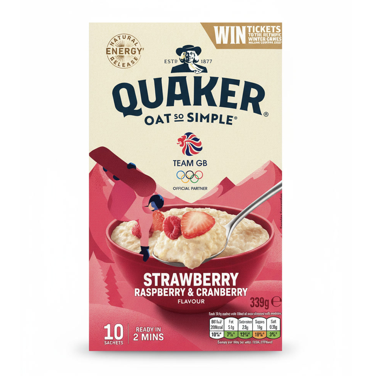Овсяная каша Quaker Oat So Simple Strawberry, Raspberry & Cranberry Porridge 10х34,8g