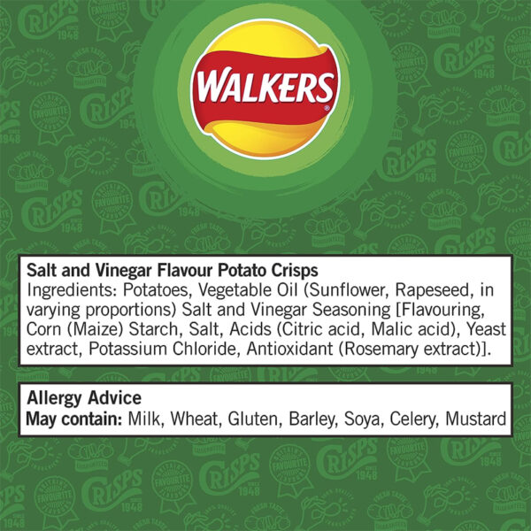 Чипсы Walkers Salt&Vinegar 6 x 25 грамм