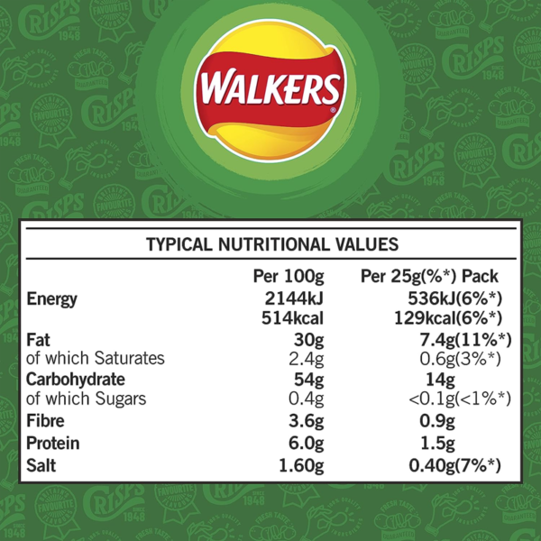 Чипсы Walkers Salt&Vinegar 6 x 25 грамм