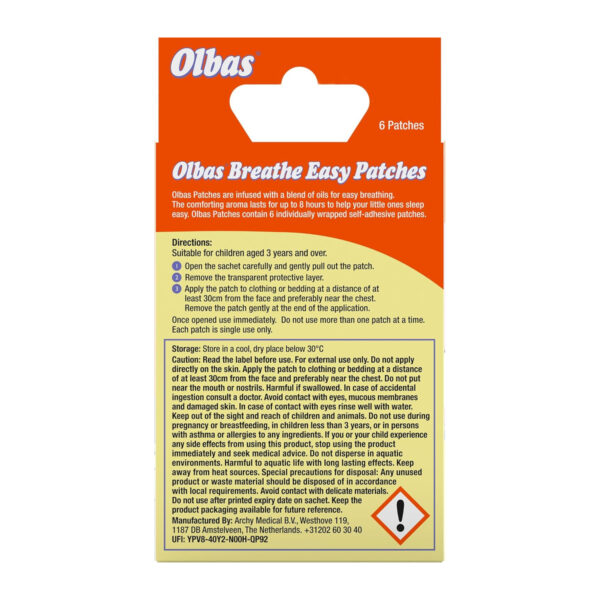 Olbas Breathe Easy Patches 6 patches