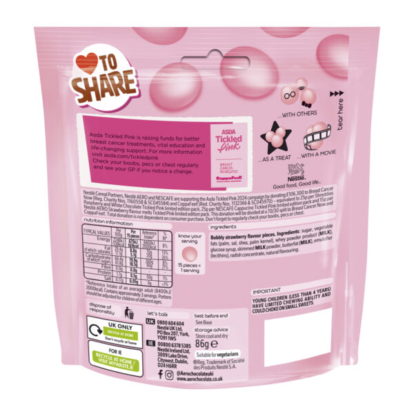 Шоколадные конфеты Nestle Aero Strawberry flavour melts 86g