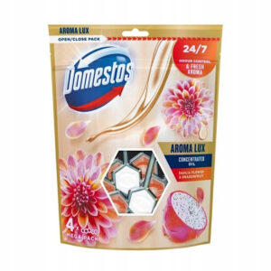 Блоки для чистки унитаза Domestos Aroma Lux Concentrated Oil Dahlia Flower & Dragonfruit 4x55g