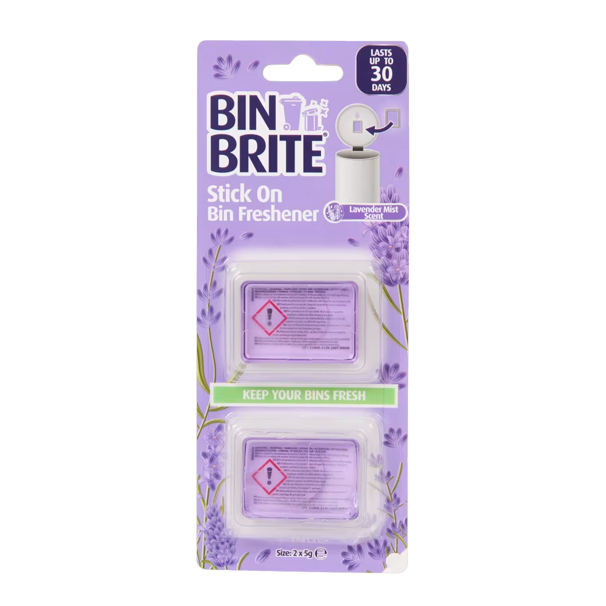 Освежитель мусорных баков Bin Brite Stick on bin freshener Lavender Mist Освежитель мусорных баков Bin Brite Stick on bin freshener Lavender Mist