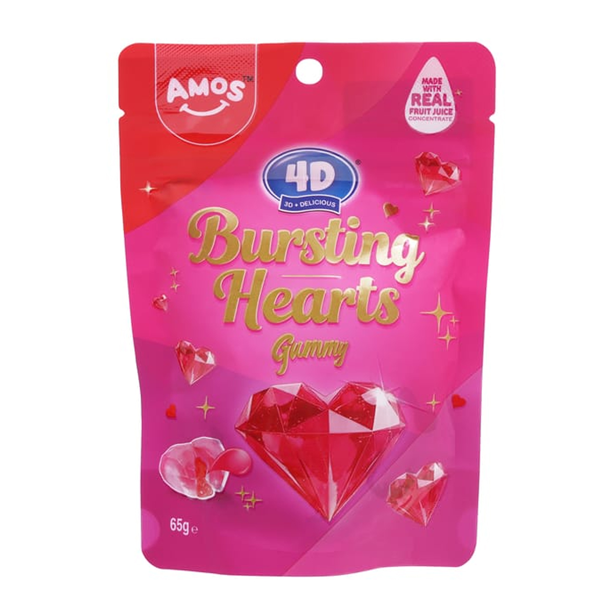 Жевательный мармелад Amos Bursting Hearts 65g Жевательный мармелад Amos Bursting Hearts 65g