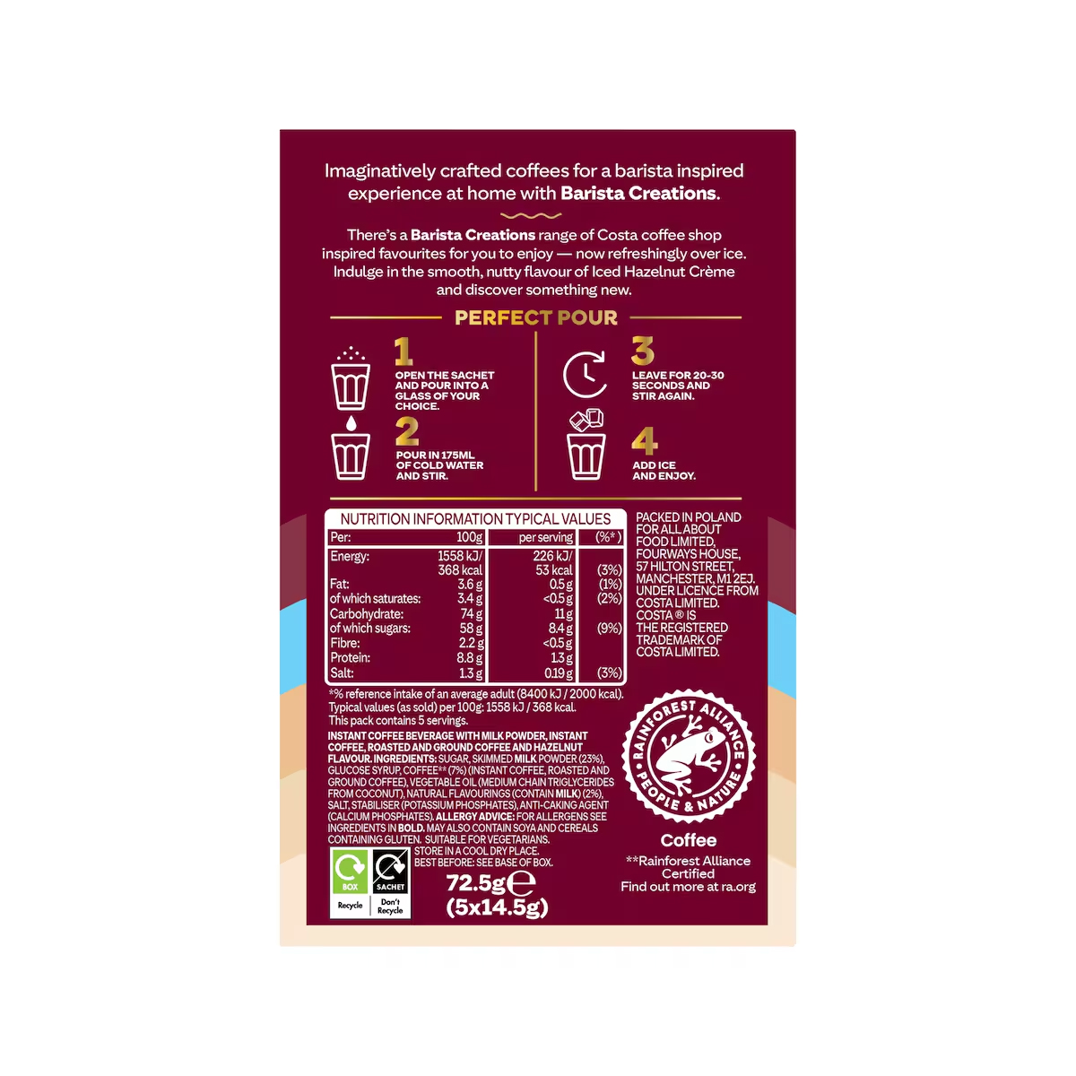 Растворимый кофе Costa Coffee Iced Hazelnut Creme Barista Creations 5 sachets 2 Растворимый кофе Costa Coffee Iced Hazelnut Creme Barista Creations 5 sachets