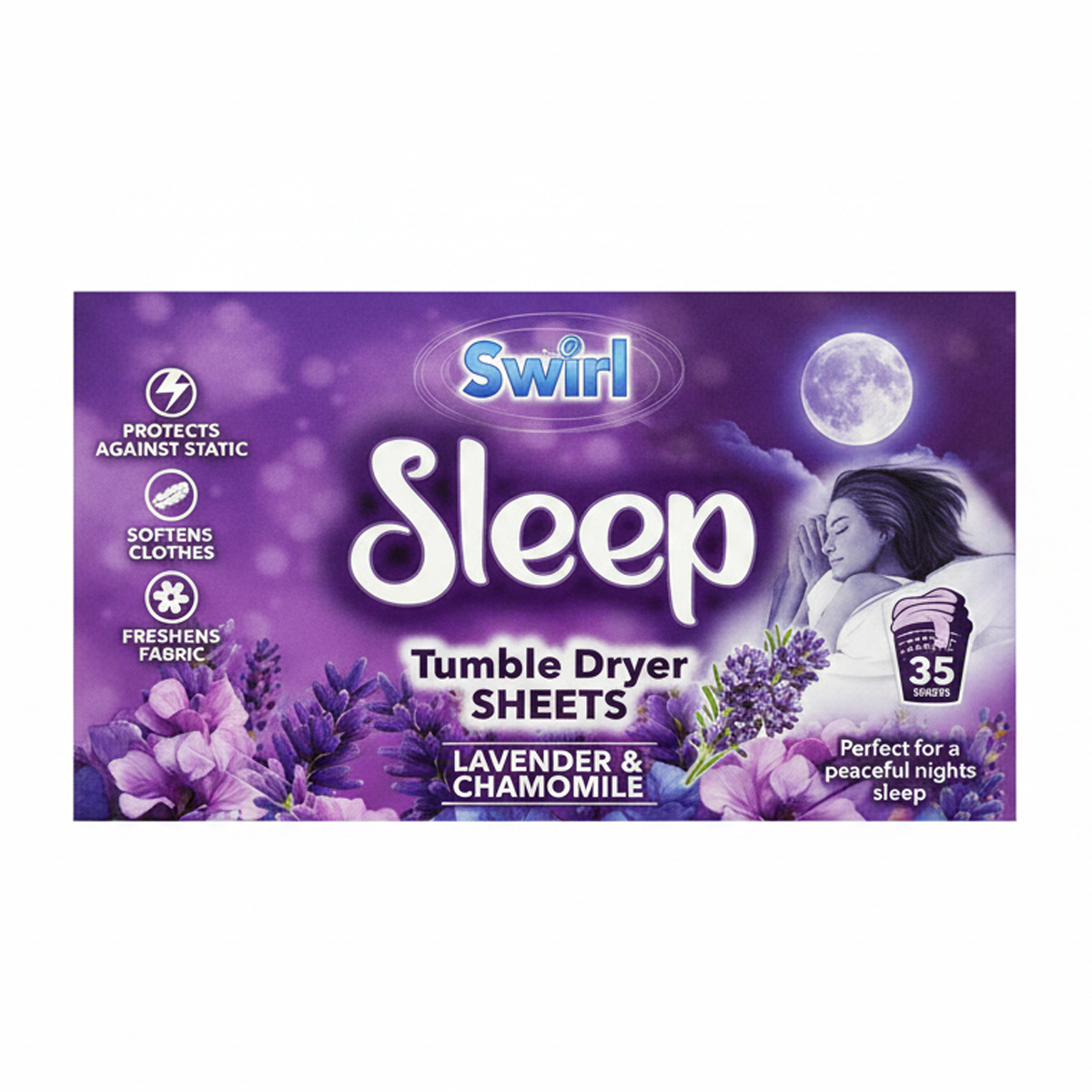 Салфетки для стирки Swirl Tumble Dryer Sheets Sleep Lavender & Chamomile 35 sheets Салфетки для стирки Swirl Tumble Dryer Sheets Sleep Lavender & Chamomile 35 sheets