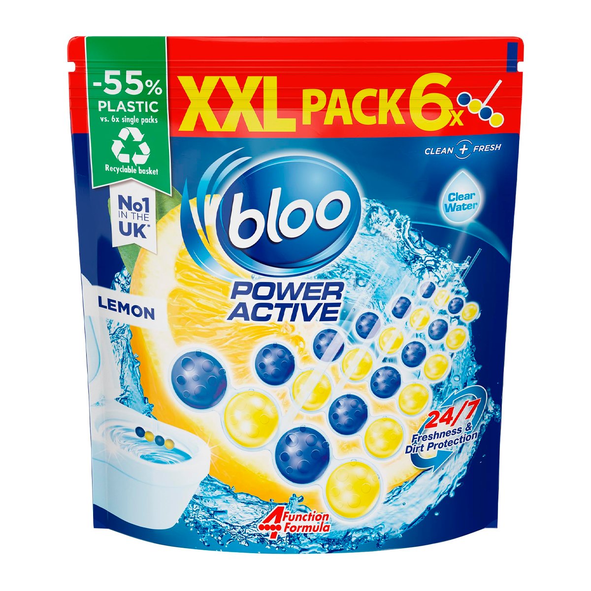 Блоки для чистки унитаза Bloo Toilet Rim Blocks Power Activ Lemon 6x50g Блоки для чистки унитаза Bloo Toilet Rim Blocks Power Activ Lemon 6x50g