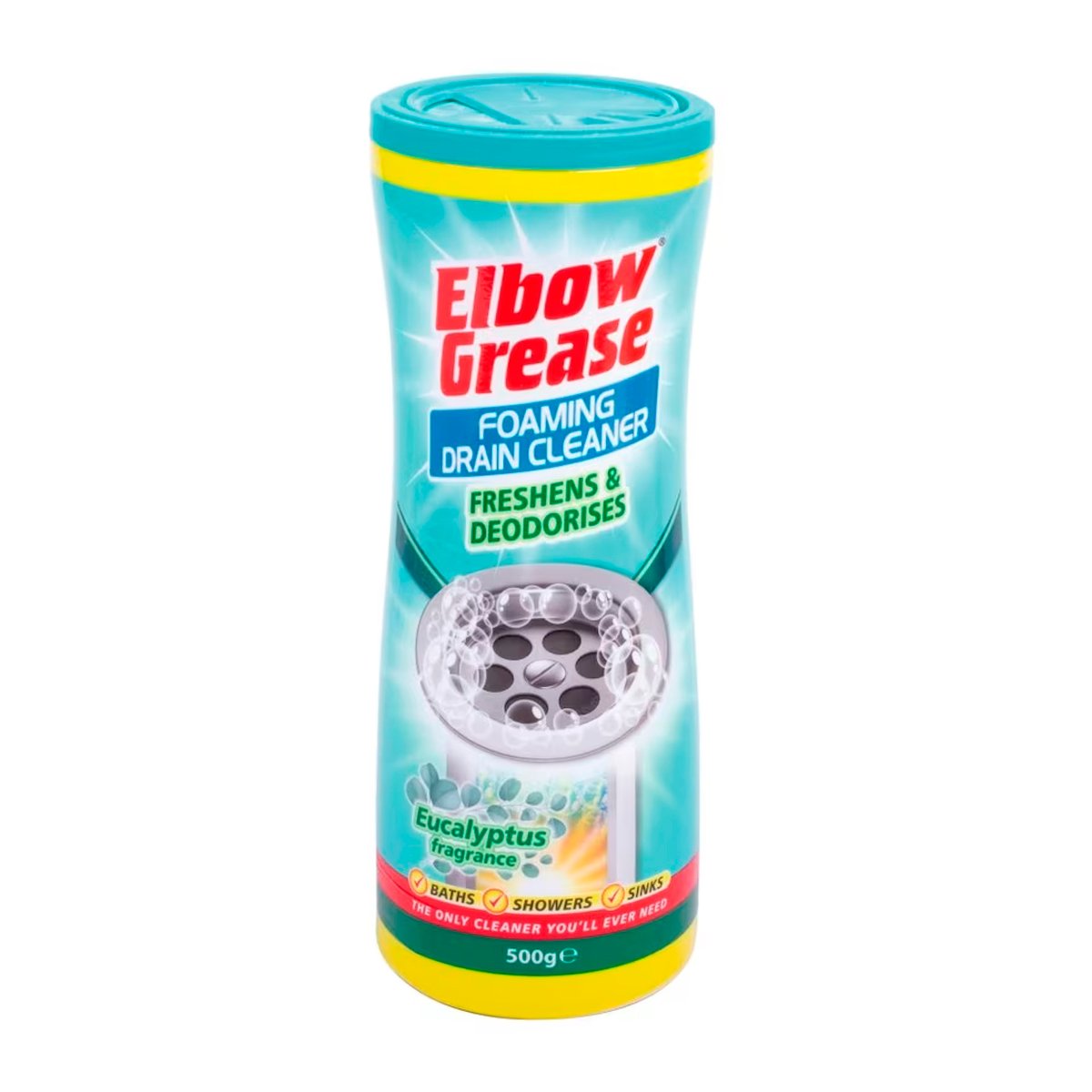 Elbow Grease Foaming Drain Cleaner Freshens&Deodorises Lime & Eucalyptus 500g Elbow Grease Foaming Drain Cleaner Freshens&Deodorises Lime & Eucalyptus 500g