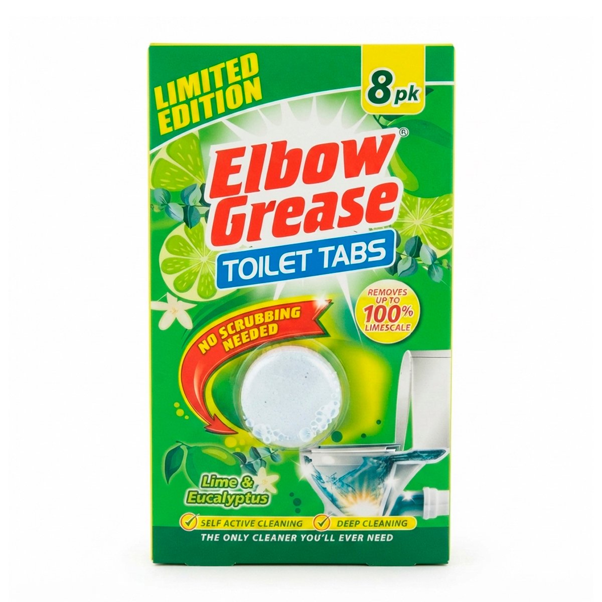 Таблетки для чистки унитаза Elbow Grease Lime & Eucalyptus 8pk Таблетки для чистки унитаза Elbow Grease Lime & Eucalyptus 8pk
