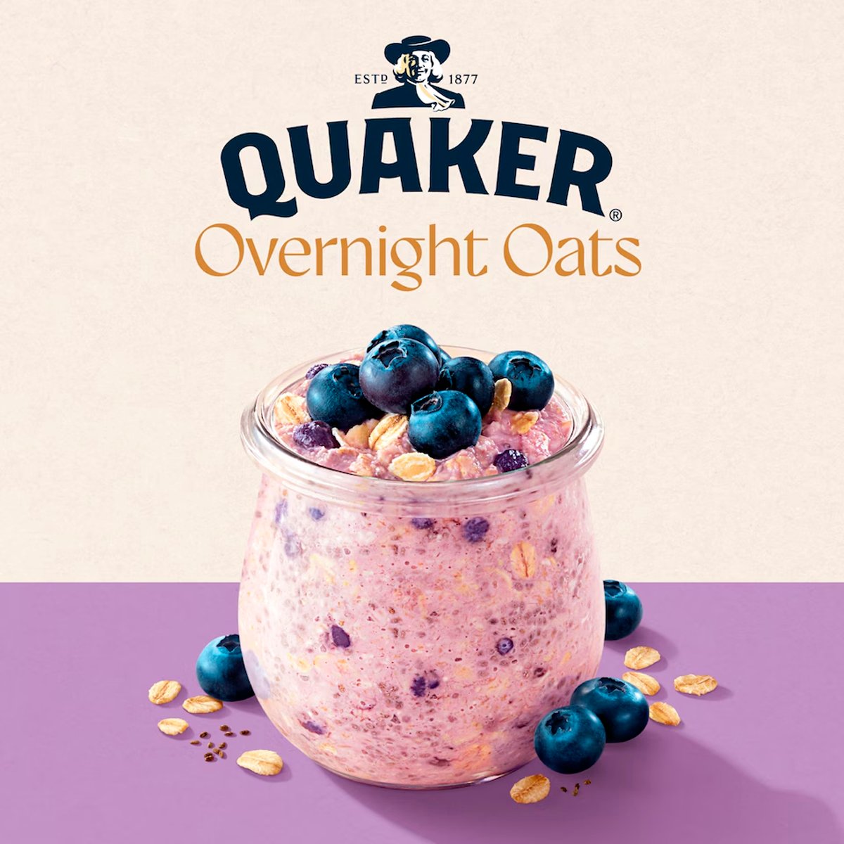 Quaker Overnight Oats Blueberry Chia Seeds 350g 2 Quaker Overnight Oats Blueberry Chia Seeds 350g