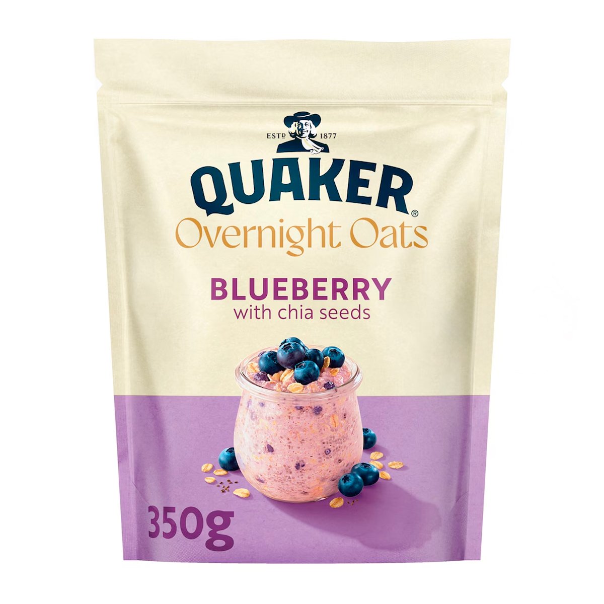 Quaker Overnight Oats Blueberry Chia Seeds 350g Quaker Overnight Oats Blueberry Chia Seeds 350g