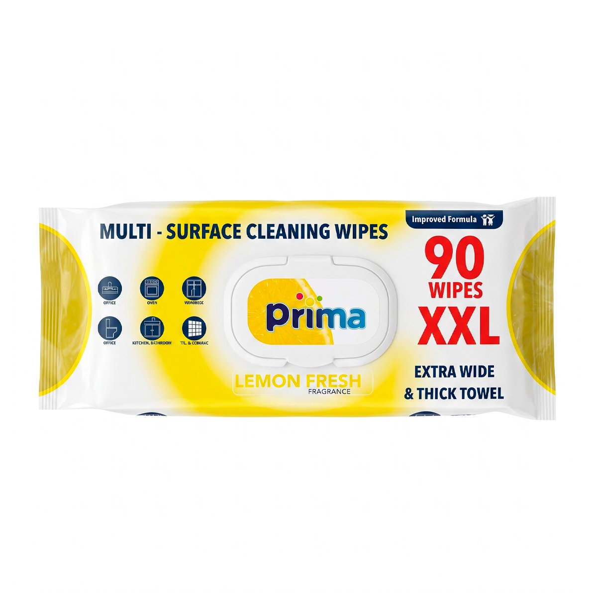 Салфетки для уборки Prima Multi-Surface Cleaning Wipes Lemon Fresh 90 шт Салфетки для уборки Prima Multi-Surface Cleaning Wipes Lemon Fresh 90 шт