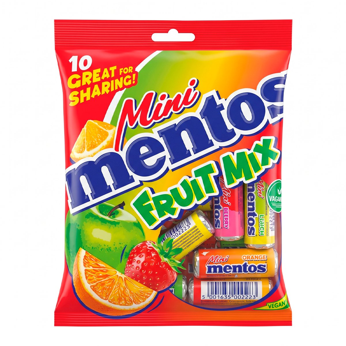 Жевательные конфеты Mentos Mini Fruit Mix 214g Жевательные конфеты Mentos Mini Fruit Mix 214g